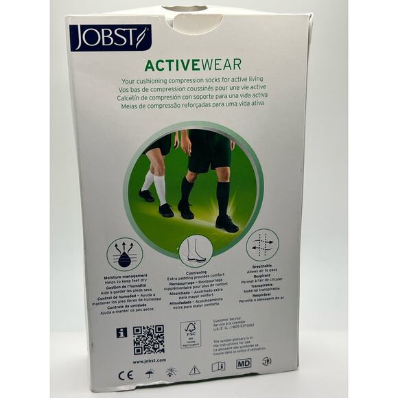 Jobst Activewear Medical Compression Stockings One Pair Cool White Knee Hi Large - Picture 2 of 8